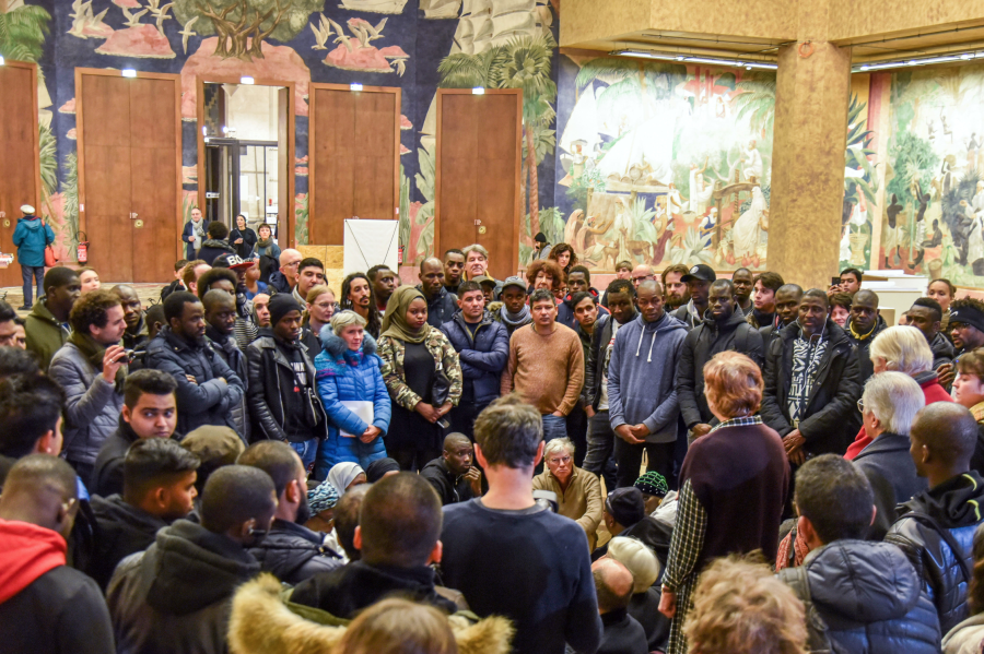 Assemblée publique de l'École des actes au Musée national de l’histoire de l’immigration à Paris, le 14 février 2020, sur une invitation de l’association Civic City. Photo : Willy Vainqueur