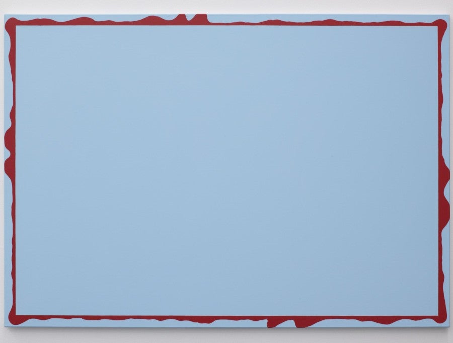 Sylvie Fanchon, <i>Monochrome décoratif bleu et rouge</i>, 2009, 114 x 162 cm. Collections FRAC Corse. © Adagp Paris, 2023